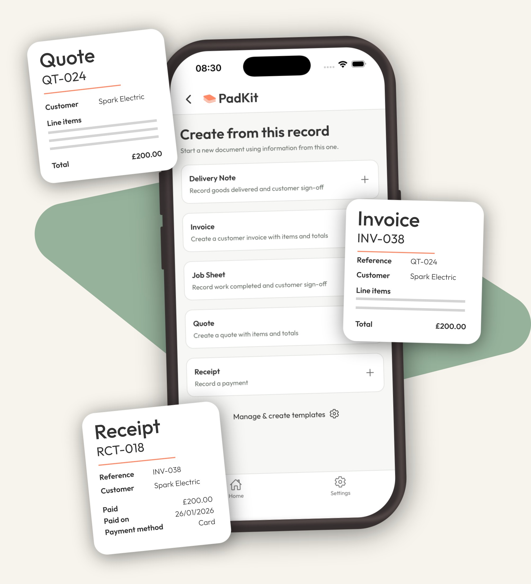Paper invoice pad and PadKit digital pad